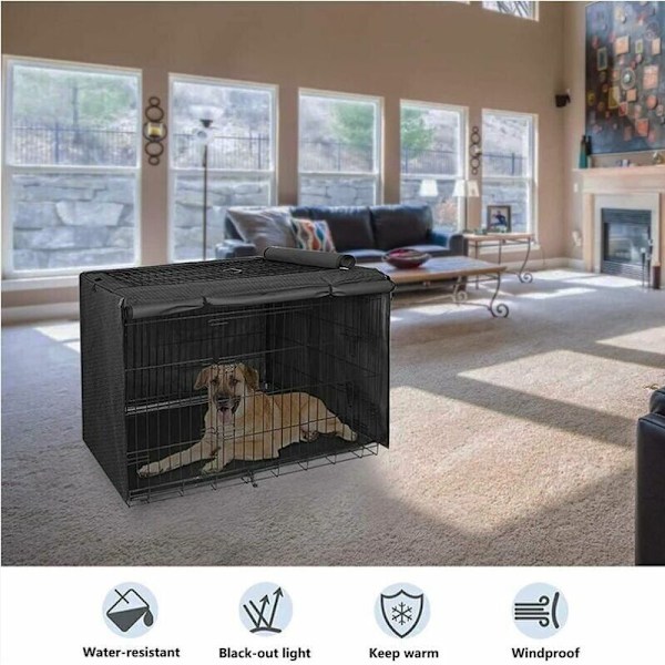 Stabilt Hundbursskydd för Inomhusbruk, Multifunktionellt Ljustätt Hundbursskydd, 420D Oxfordtyg Material (Utan Hundbur) (110×73×76cm)