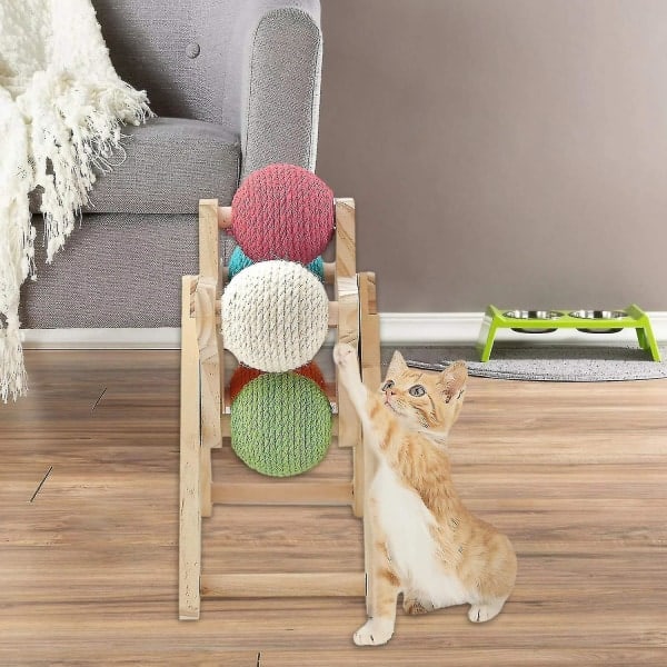 Kattklösare Leksak Kattunge Skrapstolpe Inbyggda bollar Sisal Kattklösare Boll leksak med inverterad