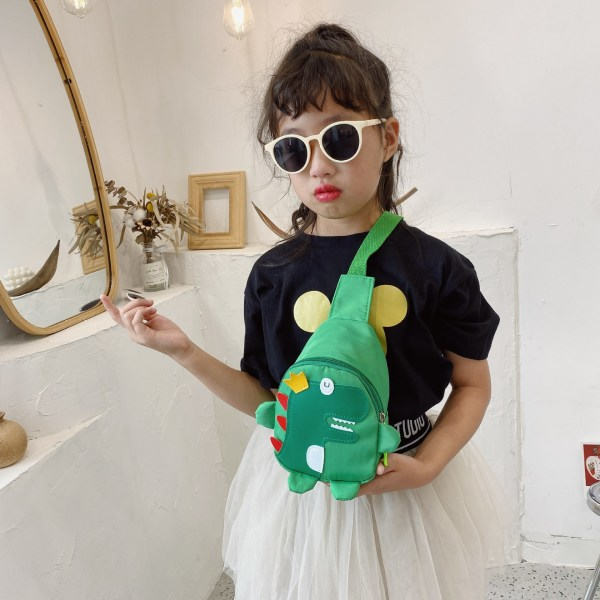 Student Barn Ryggsekk Toddler Skoleveske Brystveske Dinosaurusveske All-Match Messenger Bag Dinosaur style 2 Orange