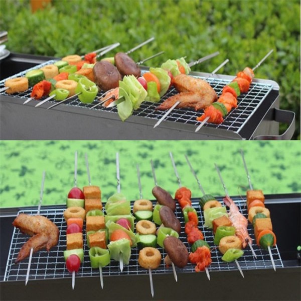 Grillspyd i rustfritt stål - Grillspyd - Kebab - BBQ - Kjøkken - Enl Silver - 10 STK