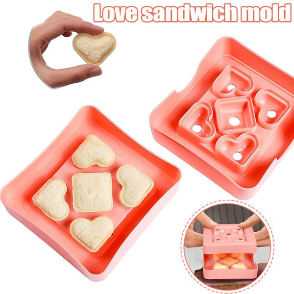 1 Set Användbar Smörgås Hjärta Fyrkantig Form Lätt att använda Lunch