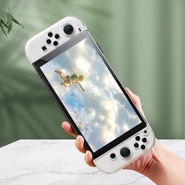 För Nintendo Switch OLED skyddande skal split NS kristall genomskinlig spelvärd kringutrustning