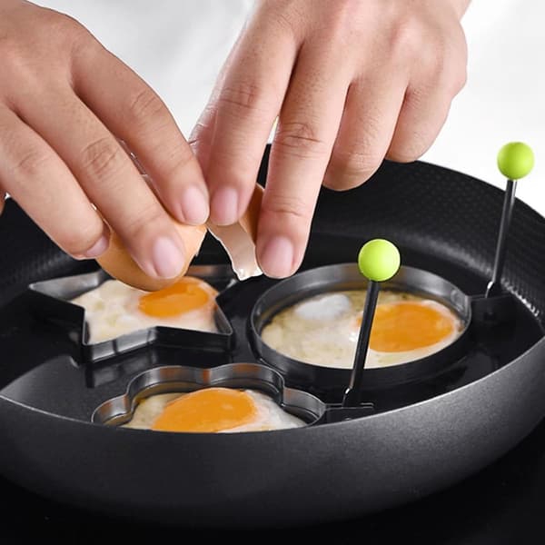 Eggformer i rustfritt stål for pannekaker, omeletter, smørbrød, non-stick belegg, rund form, steking av egg