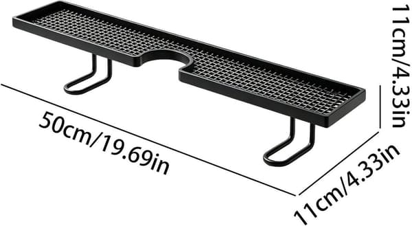 Badeværelseshylde over vask 50 cm, borefri vandhaneopbevaringsstativ med dræningsdesign, pladsbesparende organizer til badeværelsesvask, sort