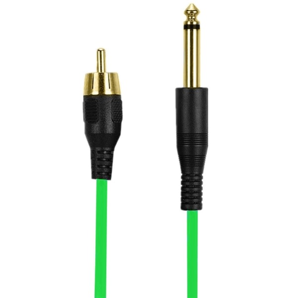 RCA Linje Gullbelagt Kontakt 6.35mm Hann til RCA Hann Tatoveringsmaskiner Kabel Strømforlengelseskabel OD3.5 Grønn