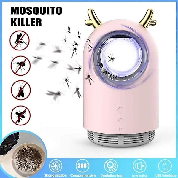 Elektrisk myggdödande lampa, USB insektsdödande buggzappare Anti-myggfälla Lykta, Repellentlampa, För sovrum, vardagsrum, kök, rosa (1 st)