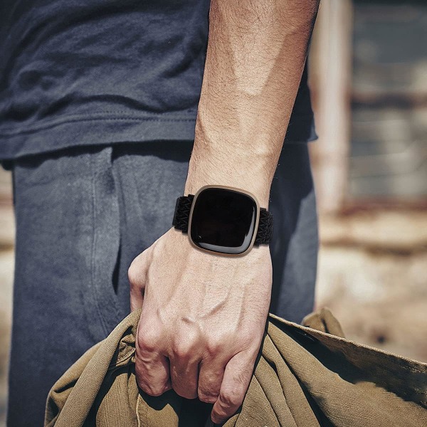 4-pak nylon - justerbart sportsarmbånd i nylon til Fitbit Versa 4/Versa 3/Sense, åndbart erstatningsarmbånd, flerfarvet