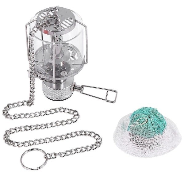 Mini Camping Lykta Gas Ljus Bärbar Tält Glas Lampa Butan 80lux Ljus