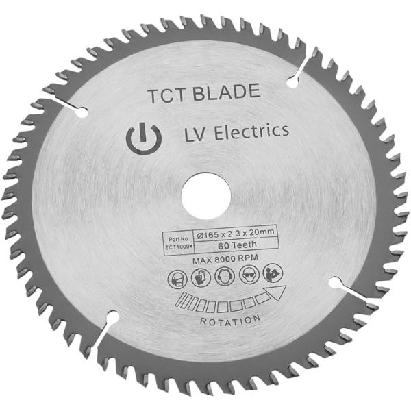 165 mm TCT-cirkelsavblad Silver roterende kapskiva 60 tænder til træskæring