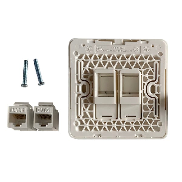 86 mm Dual-port Cat6 Modul Rj45 Lan Socket Panel Amp Interface Dator Nätverk Telefon Vägg Switch Plug Vit för hemmet