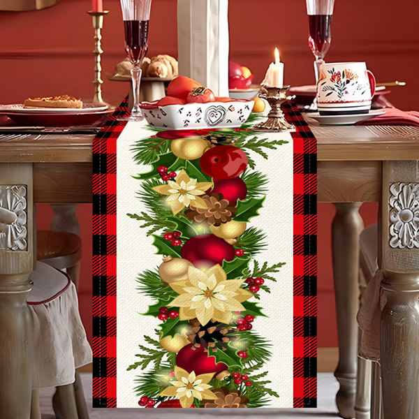 Jul Snefnug Linned Bordløber Dresser Skærfe Bord stil 1 One Size style 1 One Size