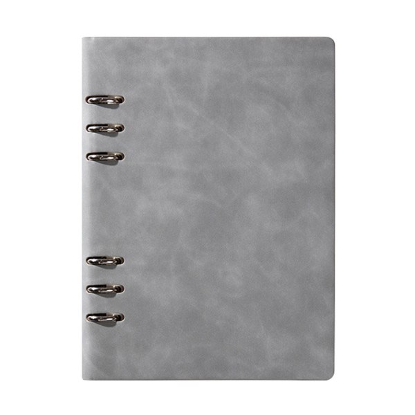 Practical 6 Ring Binder Planner Notebook A5 Refillable Loose Leaf Round Ring Journal Notepad with 100 Sheets of Lined Paper Gray