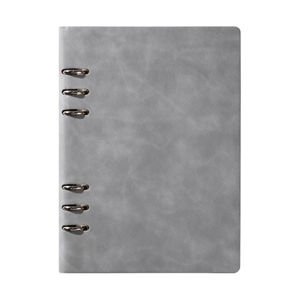 Praktisk 6 ringpärm Planner Notebook A5 påfyllningsbar lösblad rund ringjournal anteckningsblock med 100 ark fodrat papper grått