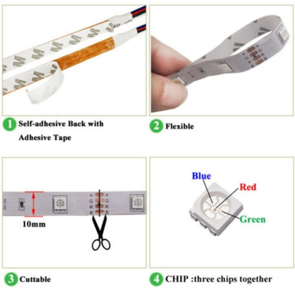 RGB-valonauha itseliimautuva nauha - LED-nauha kaukosäätimellä