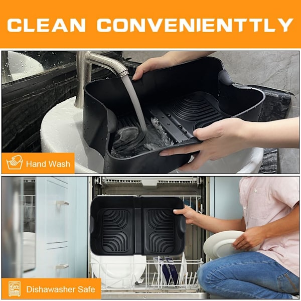 Silikon Air Fryer-foringer for Ninja Flex Drawer Air Fryer, Gjenbrukbar for 10.4L Black 1