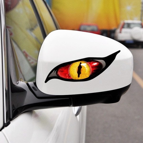 Pahuja Paha Silmä Punaisella Vinyylillä Auto- ja Moottoripyöräkypärät Tarra Tarra Moottoripyörä Auton Muotoilu Tarra Vedenkestävä Tarrat 12CM - 3