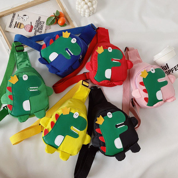 Student Barn Rygsæk Toddler Skole Taske Bryst Taske Dinosaur Taske All-Match Messenger Taske Dinosaur style 2 Orange