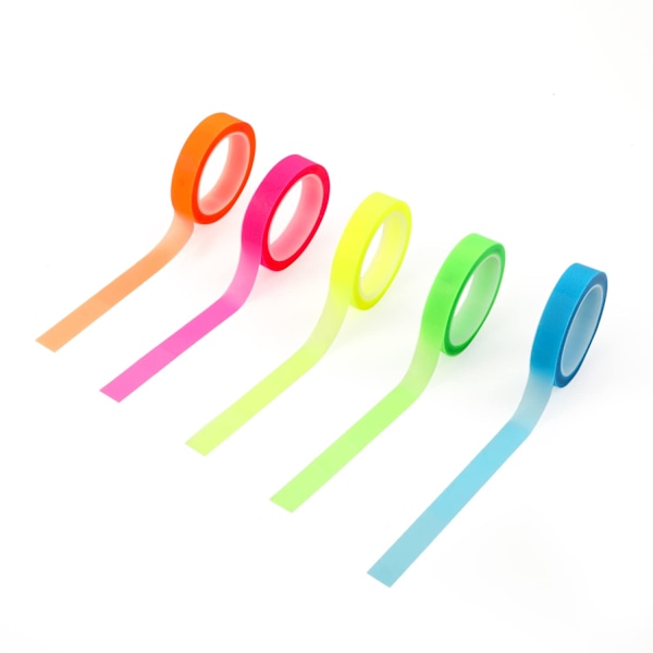 5 rullar markeringstejp, avtagbar fluorescerande tejp fluorescerande markering transparent färgad tejprulle sidmarkörer för lärare studenter läsklass kontor (0,8 cm x 5 m)