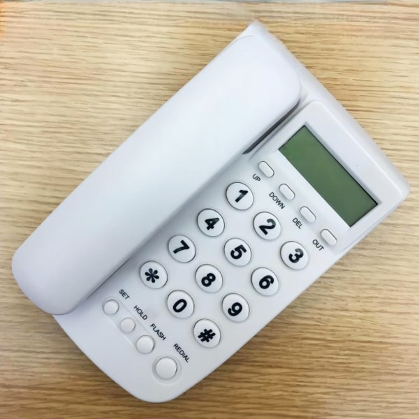 Hem Fast telefon Fast telefon Bordstelefon med nummerpresentation med sladd Vit