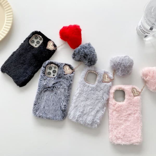 IC Jag Älskar Dig Hjärta Fluffy Deksel for Lys Grå iPhone 12