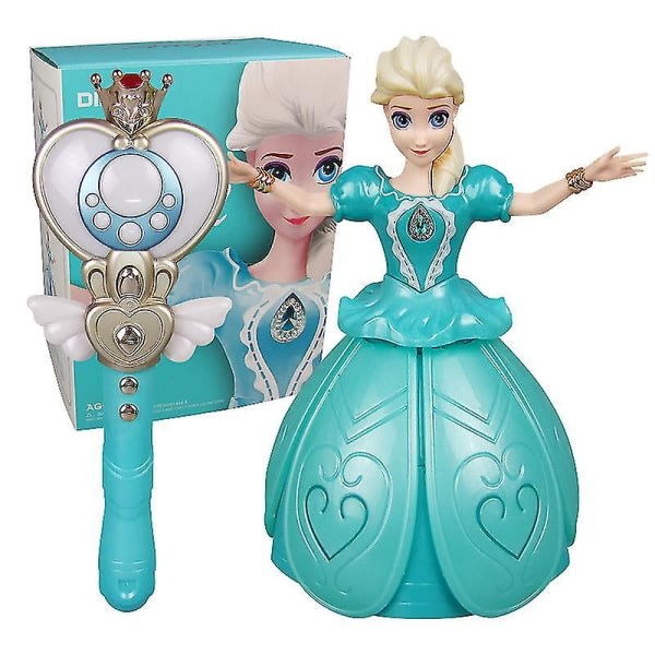 Elektrisk Dancing Princess Doll Fjernbetjening Disney Frosne Elsa Roterende musiklegetøj med lys