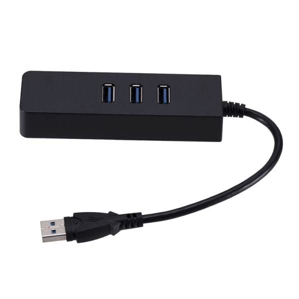 3 portar USB 3.0 Gigabit Ethernet Lan RJ45 Nätverksadapter Hub T Svart