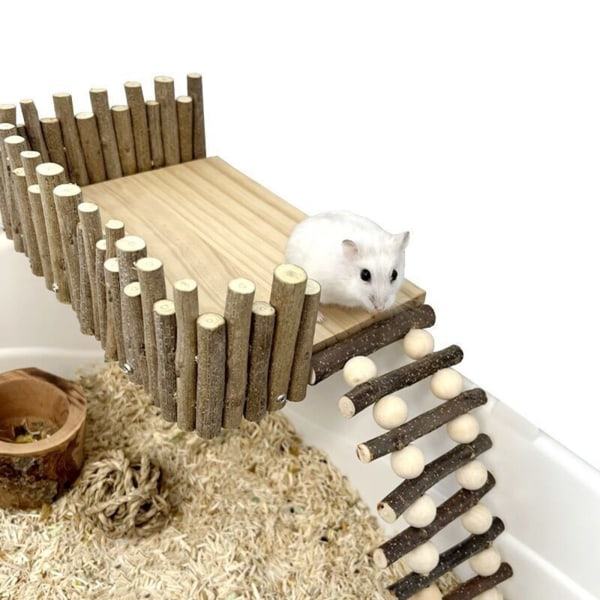 Hamster Stativ Plattform Naturtre Høyde Aktivitetslekeplass Smådyr Bur Dekor B