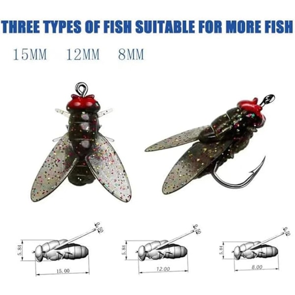 Mjuka Flugfiskebeten (20 st) - Små, Fisk-Lockande Redskap 2024 8mm