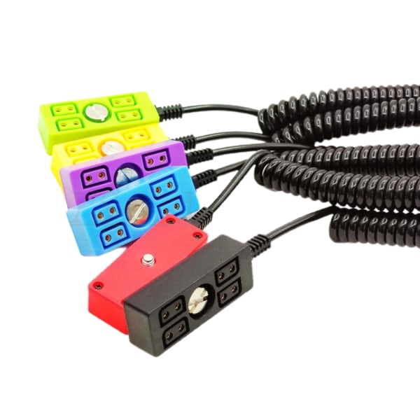 Kamerastrøm 1 hann D-tap til 4-ports hunn D-Tap Hub Adapter Kabling Fjær spiralkraft 1/4 skrue Grønn