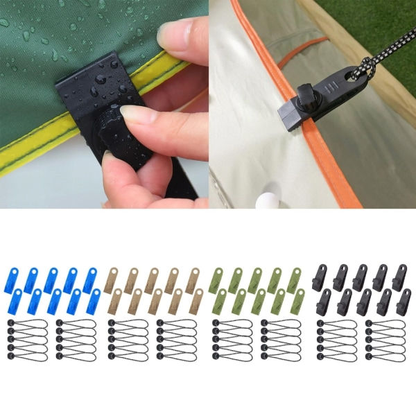 10 st Tältklämma Tarpklämma Campinglås Grip Tältklämma Skyddsmarkiser Vindrepsklämma Heavy Duty Presenningsklämma Set Army Green