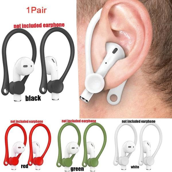 Flerfarget silikon ørekrok for Airpod Antilost Hooks Hodetelefonholder Hodetelefontilbehør (1 par) hvit white