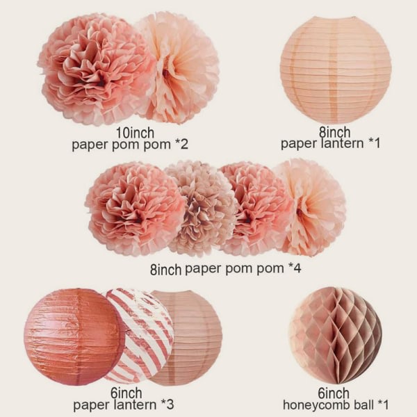 11 st – Tissue Pom Pom-dekorationer; Födelsedagsfestdekorationer - Bridal S