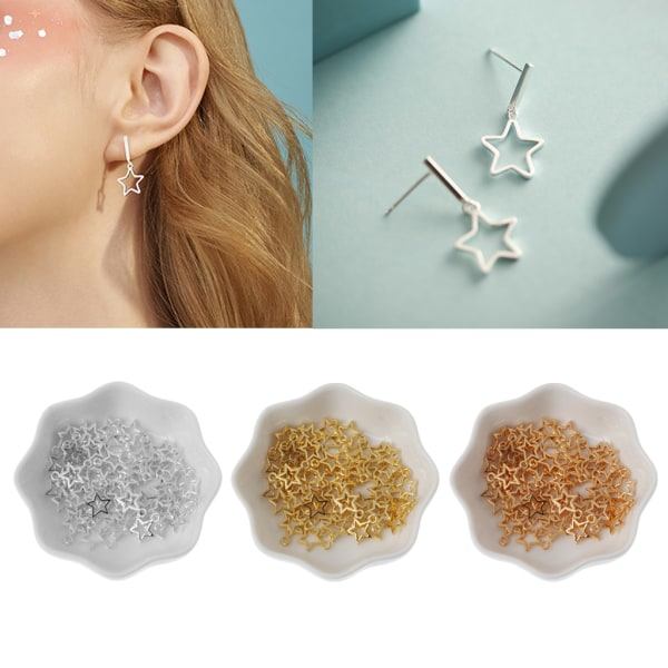 Stjärnformade Resin-Fyllningar Ihåliga Resin-Berlocker Mässing Epoxy Tillbehör Gyllene/Silver Epoxy Resin-Fyllningar för DIY-Smycken