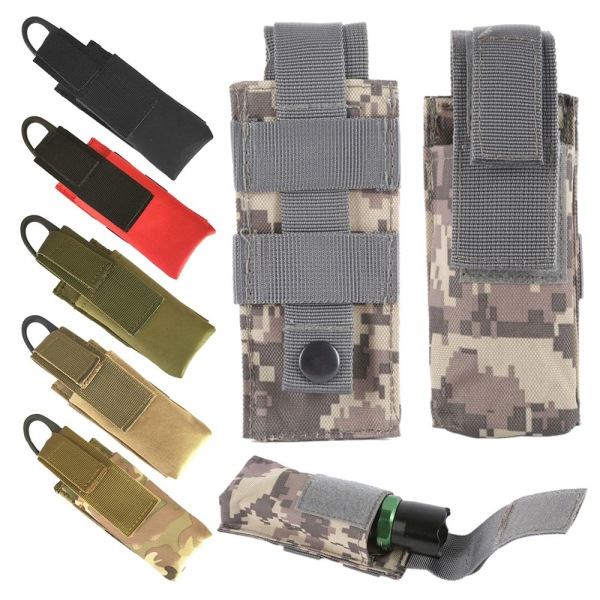 Taktisk Molle-holder Lommelygte Nylon SVART SVART Sort
