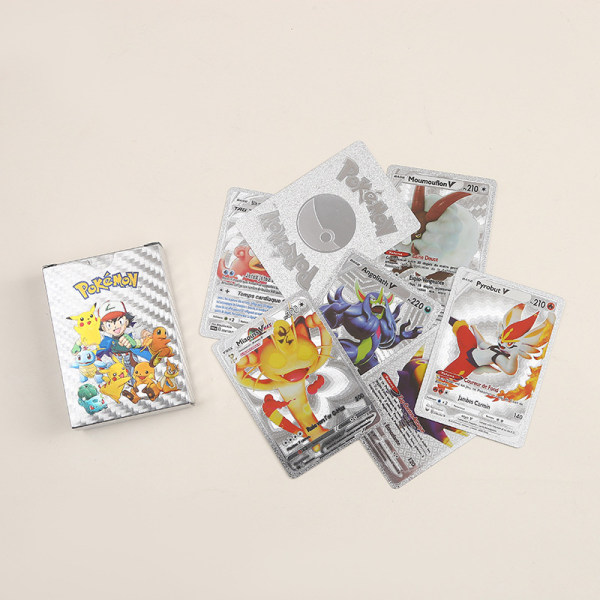 55 kpl Uusia kortteja Metallinen Kulta Hopea Vmax GX Card Box Harvinaisen kokoelman Battle Trainer -kortit faneille Black English