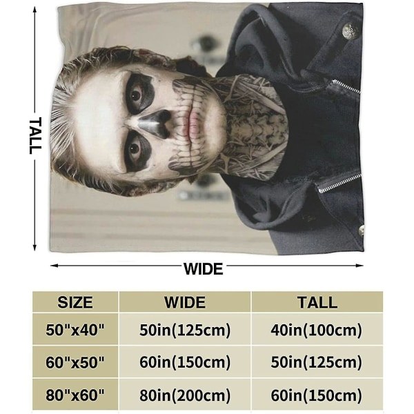 Evan Peters Filt Ultrablød Flannelfilt 3D-print Fluffy Plysfilt Sengdekoration Sengfilt til Stue Sovesal (3 Størrelser) 50x40in 125x100cm