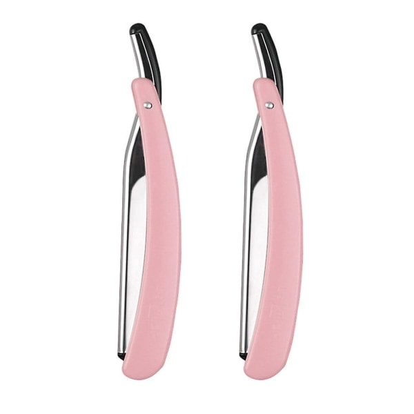Rustfritt stål barberingskniv med avrundet blad Vikbar barberingskniv Enkelkant utskiftbart blad passer alle dobbelkantede barberblad Rosa Pink