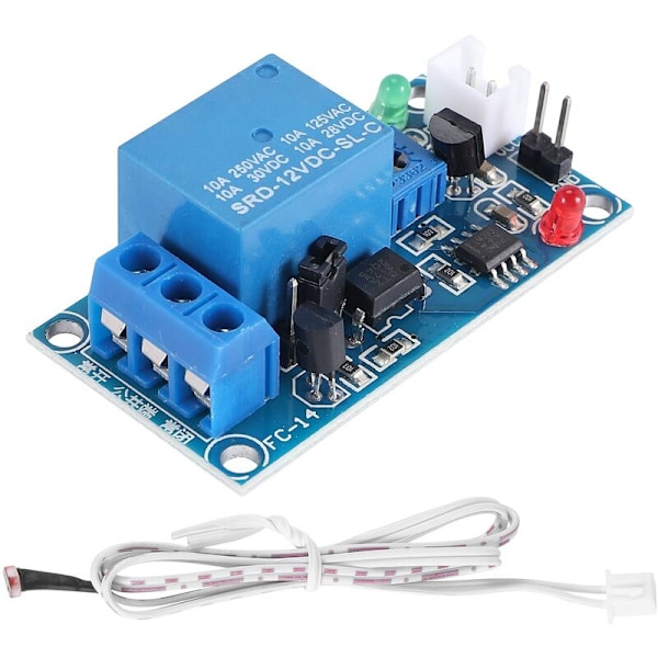 12V DC Fotoelektrisk Strömbrytare Sensor Relämodul, 50mm x 25mm, 2 Kablar