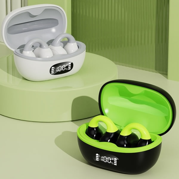 Trådlösa öppna öronklämmor på hörlurar, Bluetooth-kompatibel 5.3, vattentät hörlur med sportlöpare Mörkgrön Dark green