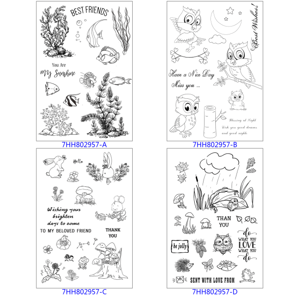 Söta Djur Silikon Transparent Stämpel för DIY Journalföring Planner Dekorationer null - OS-056