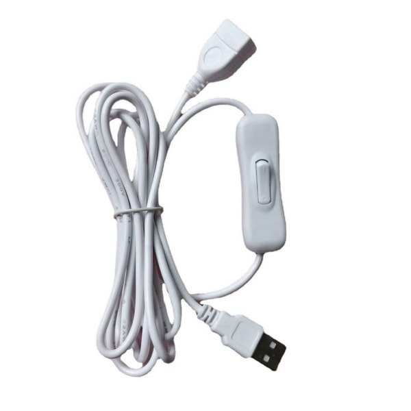 USB hann til hunn forlengelseskabel med på/av-bryter for kjøreopptaker, LED hvit - 304 bryter