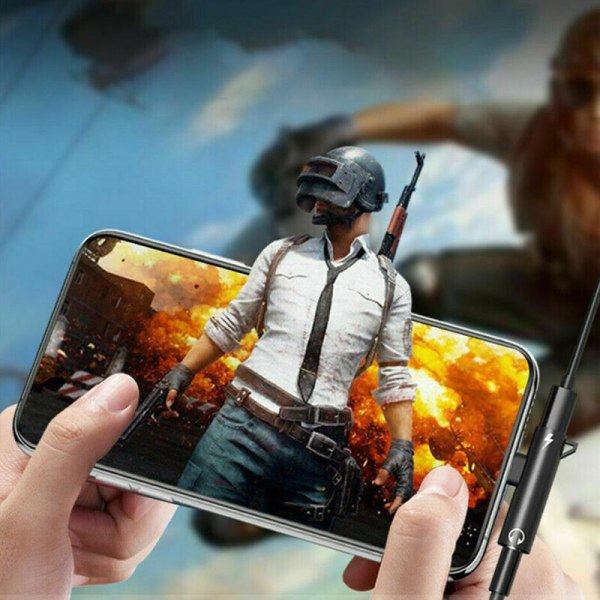 För iPhone 8 7 Plus X Lightning till 3,5 mm Aux-hörlursladdare J Svart Black