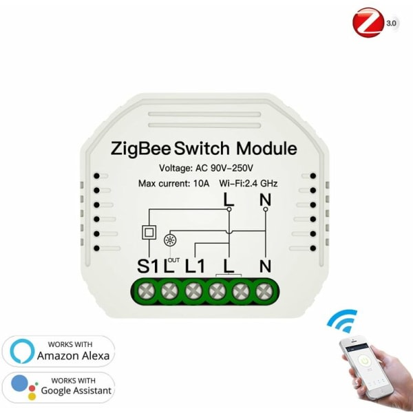 Tuya Graffiti ZigBee Smart Switch på/av, omkopplare för modifieringsmodul för smart hem, noll brand hela vägen