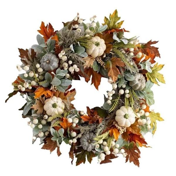 Thanksgiving konstgjorda höst lönnlöv och pumpa krans för