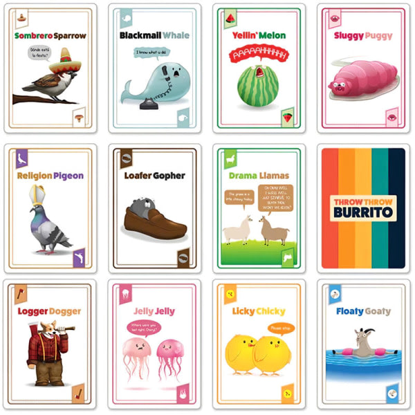 Kasta Burrito Dodgeball Kortspill for familieselskap, stressavlastende spill for aldre 7 og oppover, modell: flerfarget