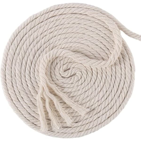 CDQ 6mm Makrame-snøre, 50 meter tykk bomullsmakrame-tau (Beige)