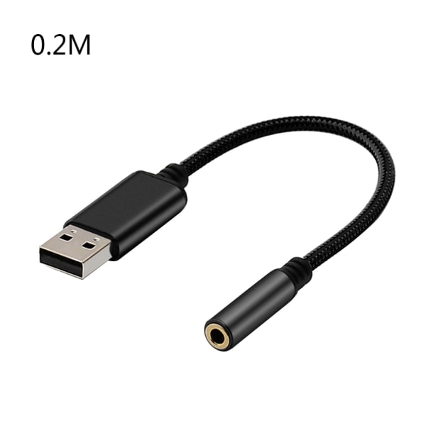 2 i 1 USB til 3,5 mm hovedtelefonkabeladapter USB han til 3,5 AUX lyd hun-stik til Apple for Beats hovedtelefonadapter Sort 20cm Black 20cm