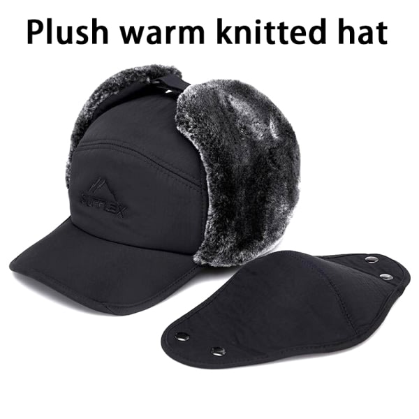 Paksu talvinen lämmin hattu Herran hattu EarFlap Cap Nainen Pehmeä Thermal B yksi koko B one size