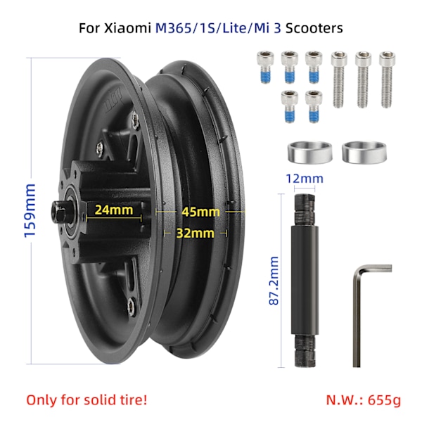 Til Xiaomi scooter todelt let at afmontere og let at installere hjulnav M365 Pro Pro2 1S Til Xiaomi3 baghjulsfælg röd M365 1S MI3