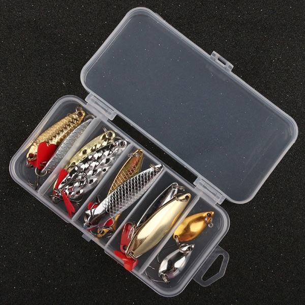 10-pack Fiskemetallskedbete Set Guld Silver